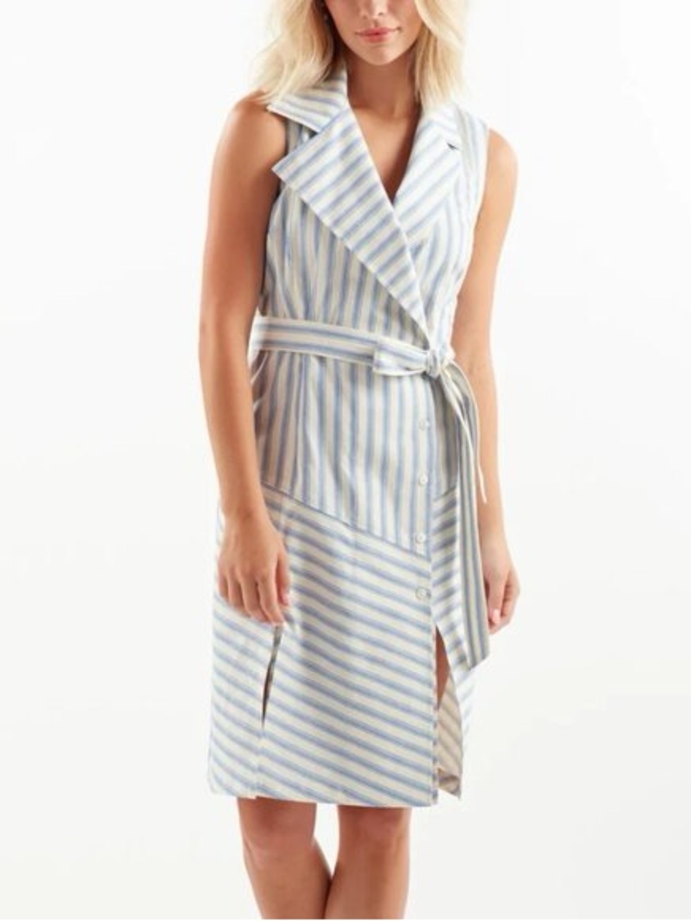 Finley Marni Striped Sleeveless Self-Belt Dress Size Large - Picture 2 of 9